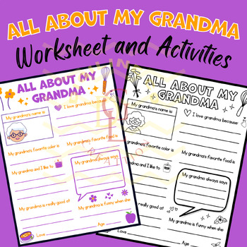 Preview of All about my Grandma Questionnaire Mothers Day gift idea coloring activity 1st