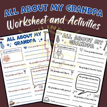 Preview of All about my Grandpa Questionnaire Fathers Day gift idea coloring activities 1st