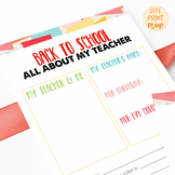 All about my teacher | Back to school Activity