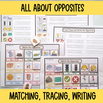 Preview of All about opposites Activity, Toddler busy Book, Velcro , Opposites matching