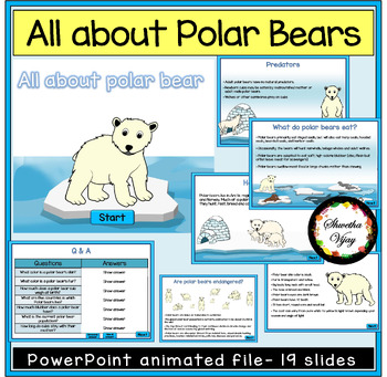 Preview of All about polar bears PowerPoint Kindergarten First grade digital resource