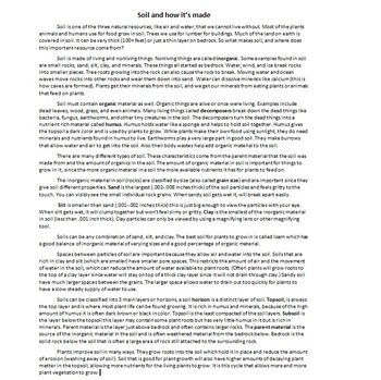 Preview of All about soil and how it is made reading passage w/questions