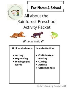 Preview of All about the Rainforest Preschool Activity Packet