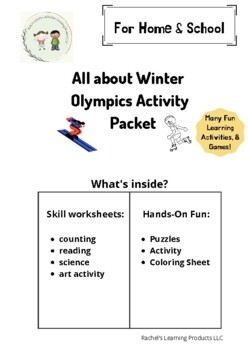 Preview of All about the Winter Olympics Preschool/Kindergarten Activity Packet