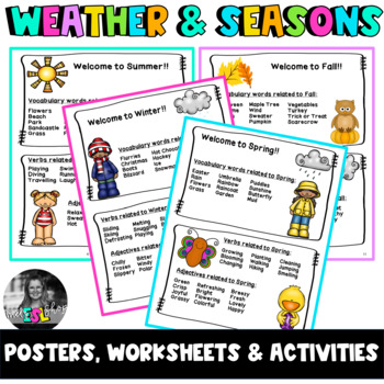 esl weather seasons flashcards worksheets activities by mel s esl shop