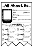 All about me! (Back to school)-First day of school activities