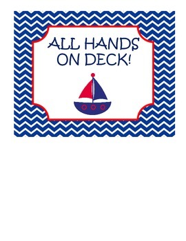 Preview of All hands on deckRed, White, and Navy blue Nautical Job Chart