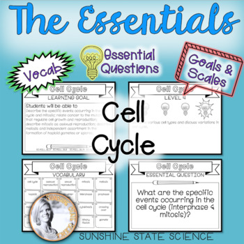 Preview of Cell Cycle (Mitosis & Meiosis): Goals & Scales, Essential Questions & Vocabulary