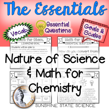 Preview of Intro to Chemistry Goals & Scales, Essential Questions & Vocab