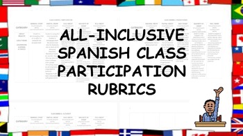 Preview of All-inclusive Spanish Class Participation Rubrics