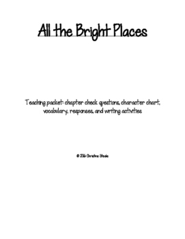 Preview of All the Bright Places curriculum packet