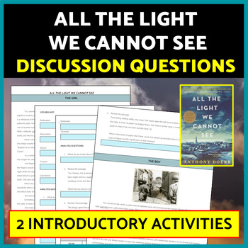 Preview of All the Light We Cannot See Anthony Doerr Pre-Reading Questions Characterization