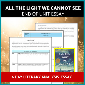Preview of All the Light We Cannot See Essay, Anthony Doerr, End of Unit Essay with rubric