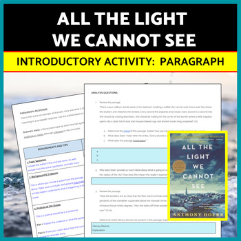 Preview of All the Light We Cannot See Introductory Activities Literary Analysis Paragraph