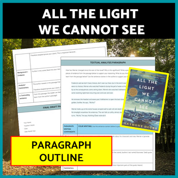 Preview of All the Light We Cannot See Novel Study: Theme Writing, Paragraph Outline, p.406