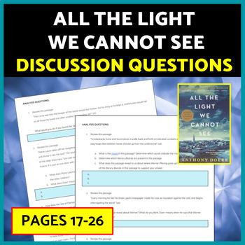 Preview of All the Light We Cannot See Paragraph Characterization Discussion Questions