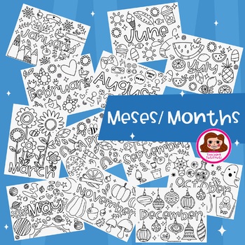 Preview of All the Months Colouring Pages! I Los meses para colorear ENGLISH - SPANISH