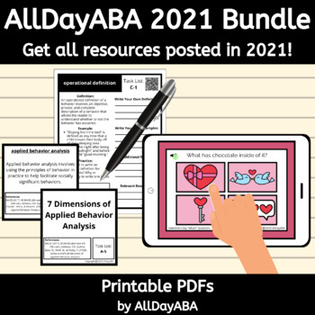 Preview of AllDayABA Yearly Bundle 4 - ABA Therapy Activities, BCBA Exam Prep