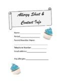 Allergen Sheet and Parent Contact