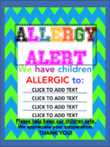 Allergy Alert Editable Sign #2