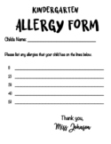 Allergy Form (Spanish & English)