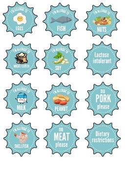 Preview of Allergy Stickers Printable *you supply sticker paper*