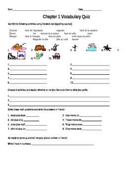 Allez Viens Chapter 1 Quiz By Frenchymms Teachers Pay Teachers