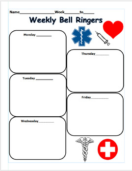 Preview of Allied Health Bellwork Sheets