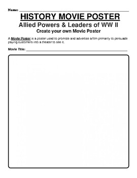 Preview of Allied Powers & Leaders of WW II "Movie Poster" WebQuest & Worksheet