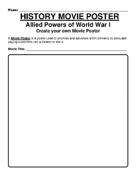 Preview of Allied Powers of World War I "Movie Poster" WebQuest & Worksheet