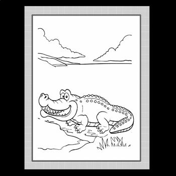 alligator coloring page for kids