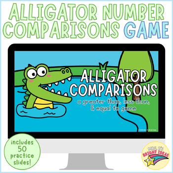 Preview of Alligator Number Comparisons Practice Google Slides | Digital Task Card Resource