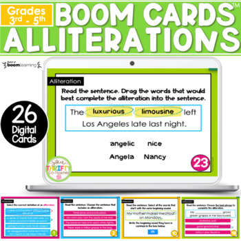 Preview of Alliteration Activity Boom Cards | Digital Task Cards