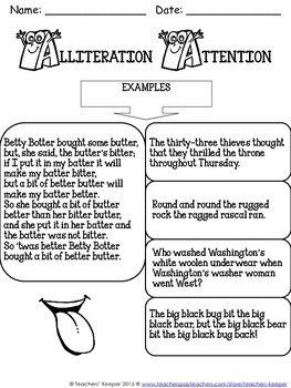 Alliteration Attention: Graphic Organizer, Samples, and More | TpT