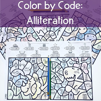 Preview of Alliteration Color by Code Worksheets