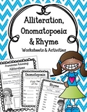 Alliteration, Onomatopoeia & Rhyme Worksheets & Activities