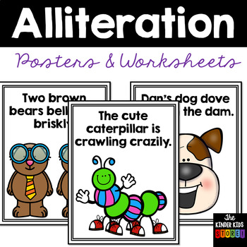 Preview of Alliteration Poster Sentences and Worksheets