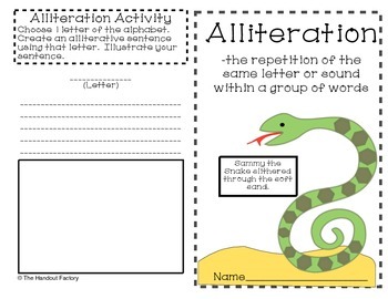 Alliteration Poster and Booklet by The Handout Factory | TPT