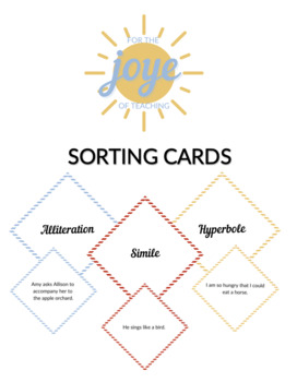 Preview of Alliteration, Simile, and Hyperbole Sorting Cards