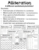 Alliteration Worksheets Alliteration Activity Alliteration Practice Lesson