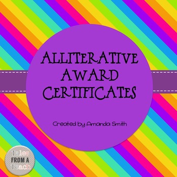 Preview of Alliterative Award Certificates: Ready to Use Rainbow Printables