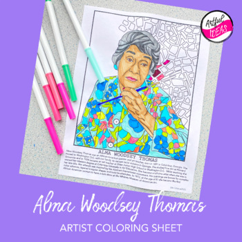 Preview of Alma Thomas Coloring Sheet: Black History Month and Art History