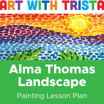 Preview of Alma Thomas Inspired Landscape Painting Art Lesson