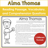 Alma Thomas Reading Passage, Vocabulary Words, and Compreh
