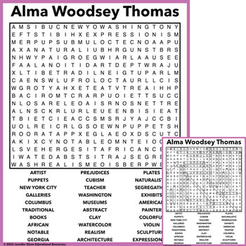 Preview of Alma Woodley Thomas Word Search