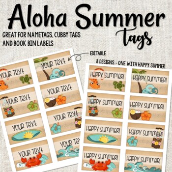 Preview of Aloha Days Tags - Badge Tags, End Of Year Tags, Coat Hook Tags