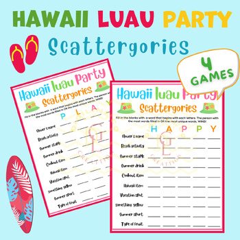 Preview of Aloha Hawaii end of year Scattergories game Puzzle sight word activities middle