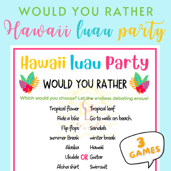 Preview of Aloha Hawaii end of year Would You Rather speech therapy Activities middle high