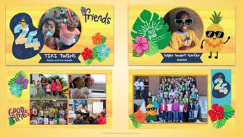Preview of Aloha School Year! Luau-themed Digital Yearbook Google Template