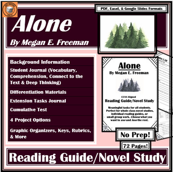 Preview of Alone | Reading Guide | Book / Literature Novel Study |FULL | Megan. E Freeman